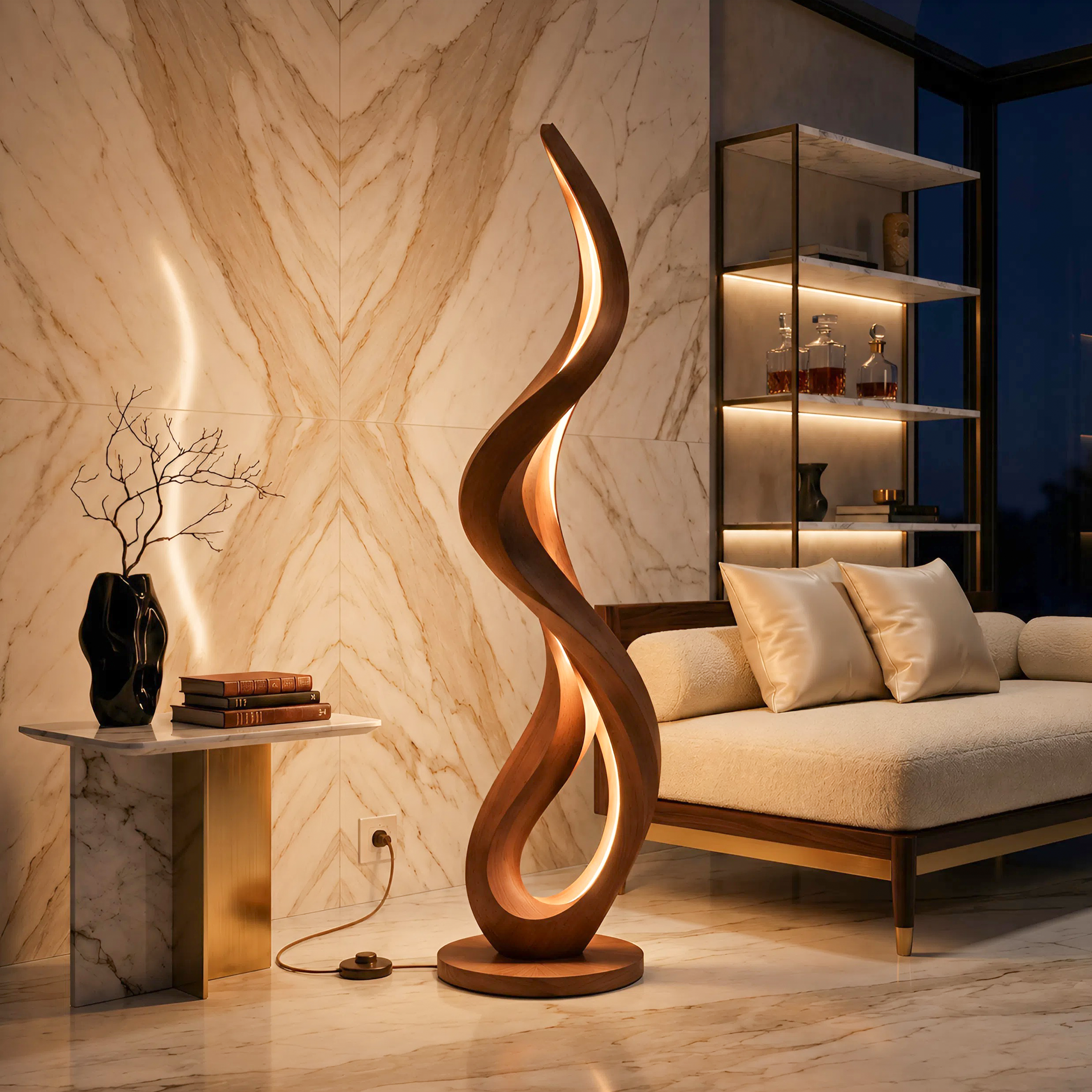 Modern Flowing Flame Floor Lamp For Lounge Area