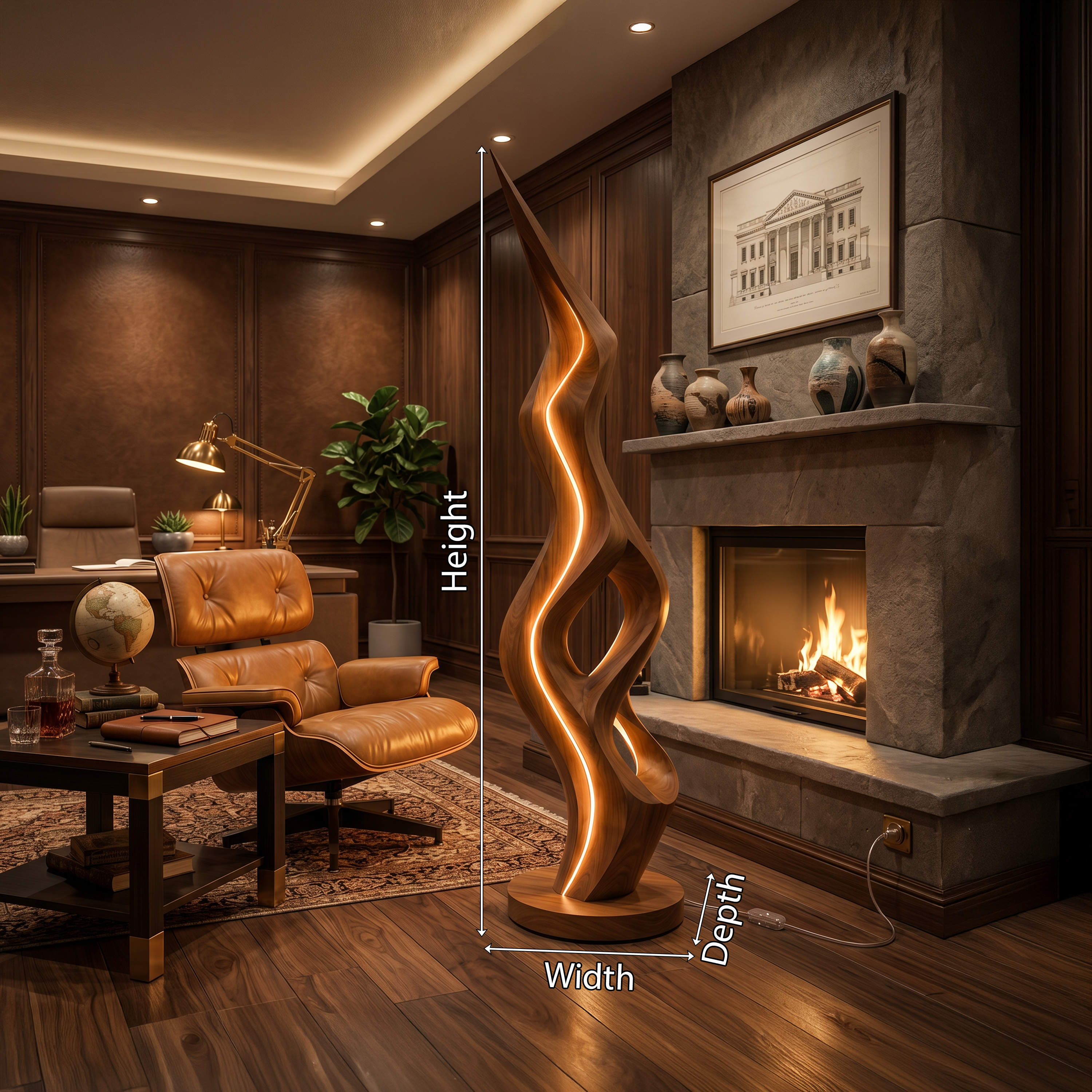 Organic Twin Ribbon Lamp For Living Room