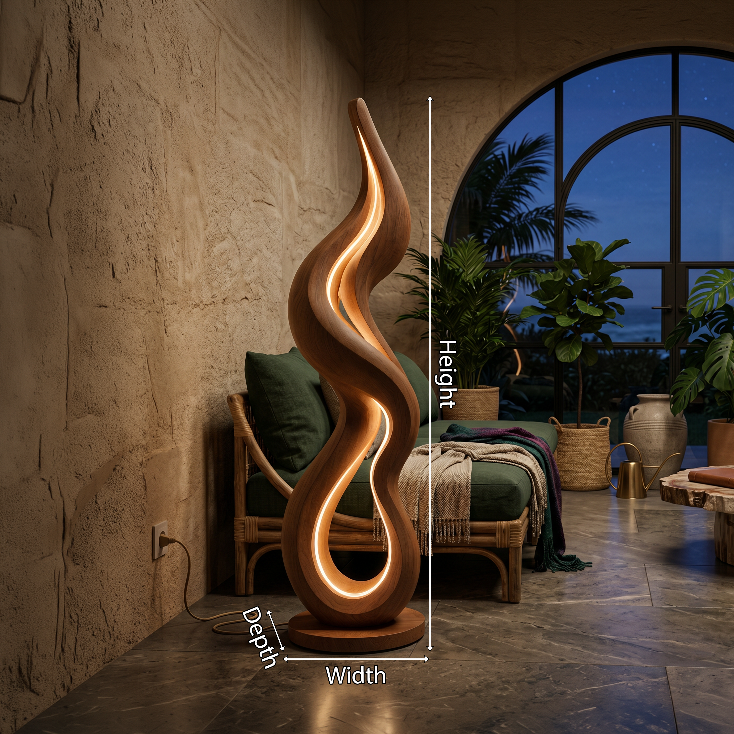 Contemporary Wave Lamp With Table For Living Room