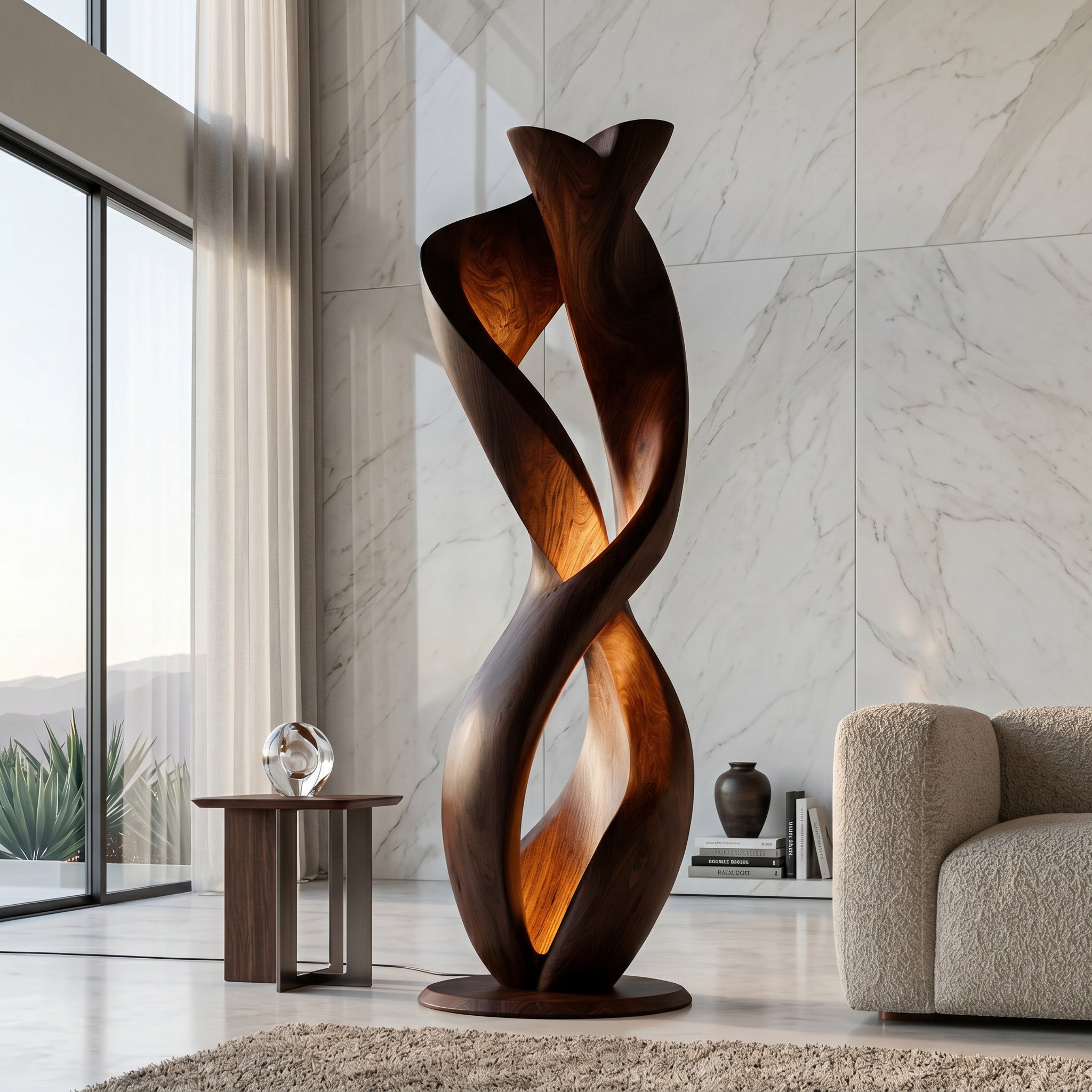Luxury Twisted Floor Lamp With Sculptural Form For Living Room