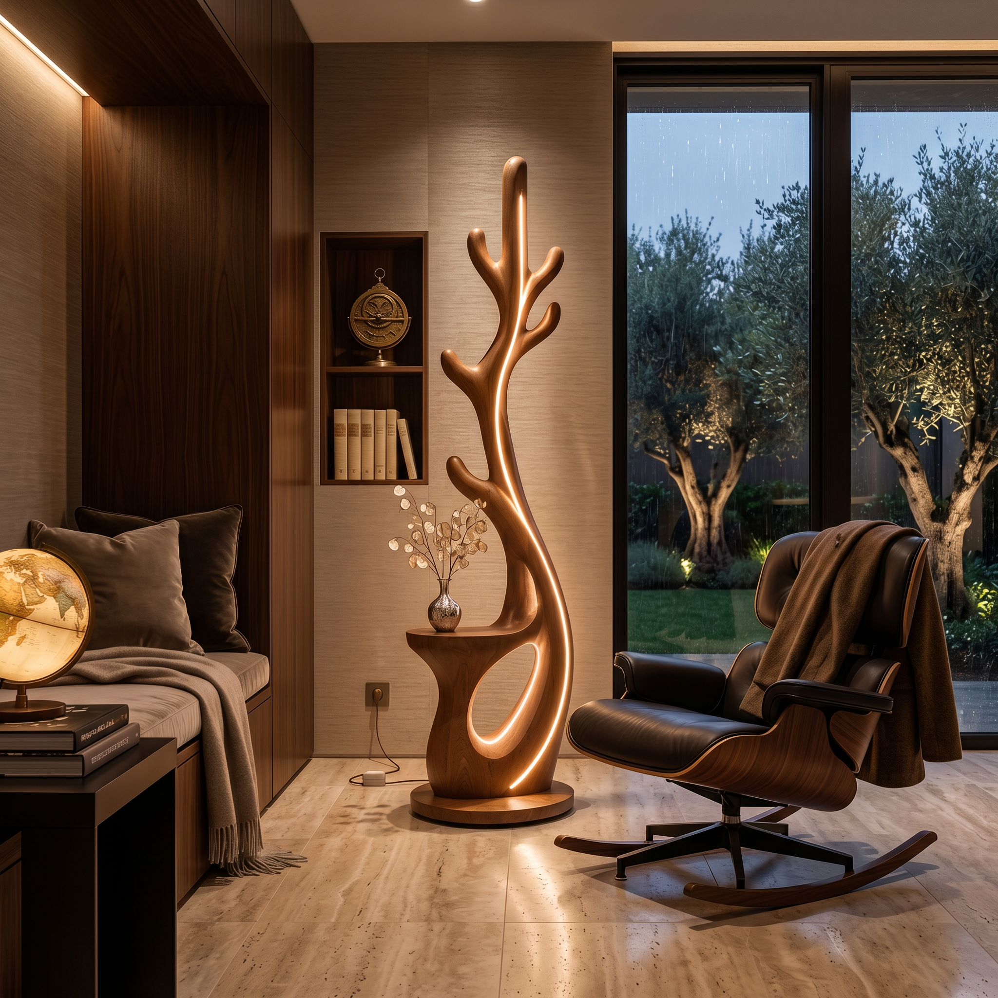 Modern Branch Lamp With Rack For Corner