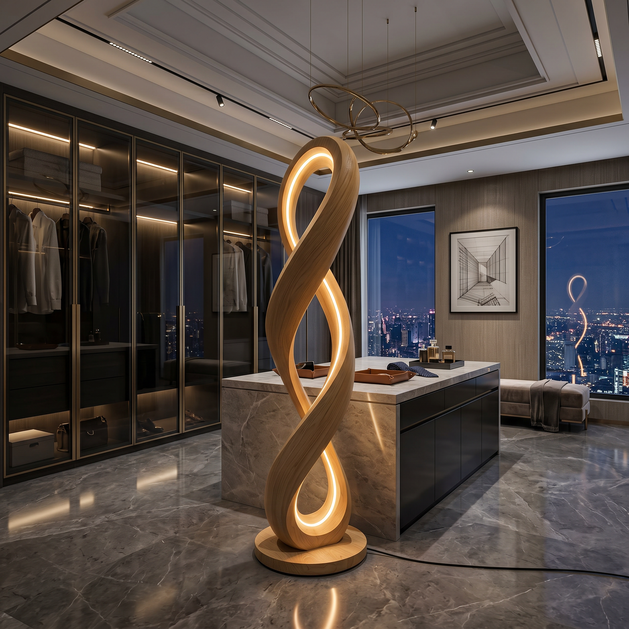 Contemporary Infinity Lamp With Table For Lounge