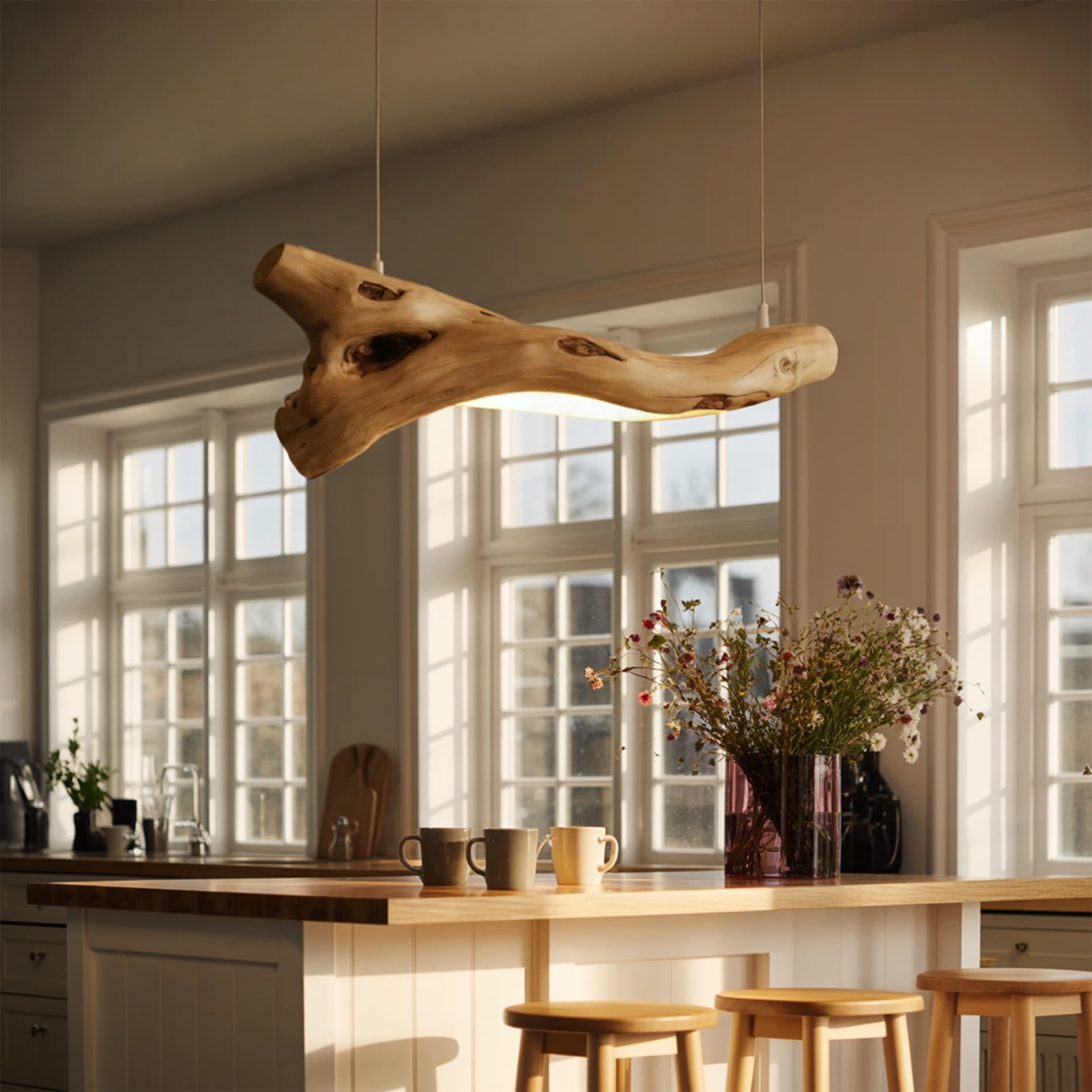 Modern Rustic Pendant Light With Tree Branch Design For Living Room Or Dining