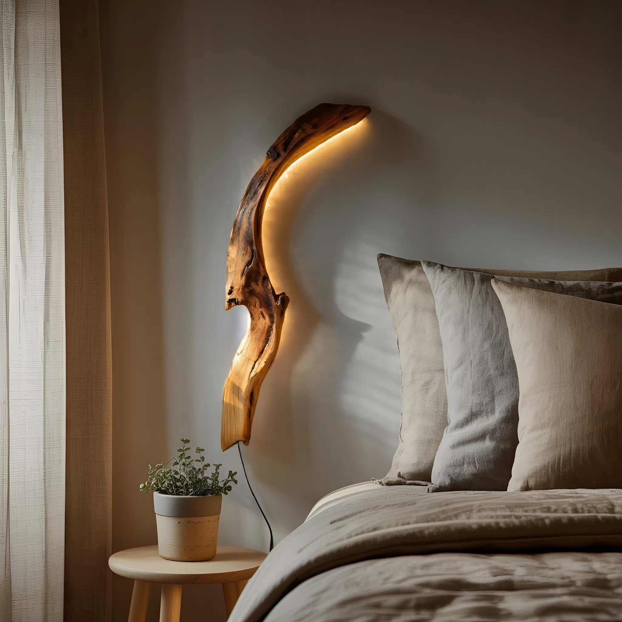 Minimalist Organic Wall Light For Bedroom Or Hallway Decor